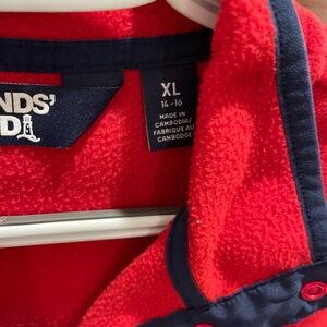 Lands' End Vibrant Red Fleece with Navy Accents